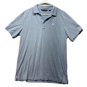 Travis Matthew Men’s Blue Performance Polo Golf Shirt Sz Large Stretch Striped
